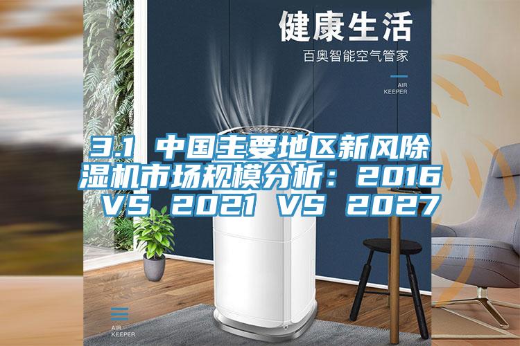 3.1 中國主要地區(qū)新風(fēng)除濕機市場規(guī)模分析：2016 VS 2021 VS 2027