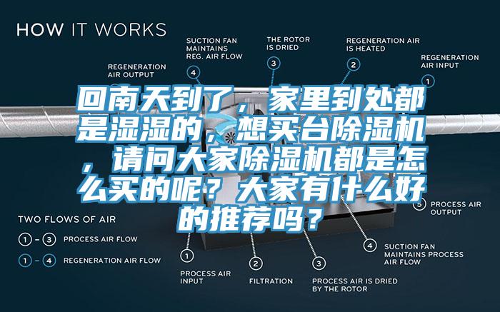 回南天到了，家里到處都是濕濕的，想買臺除濕機，請問大家除濕機都是怎么買的呢？大家有什么好的推薦嗎？